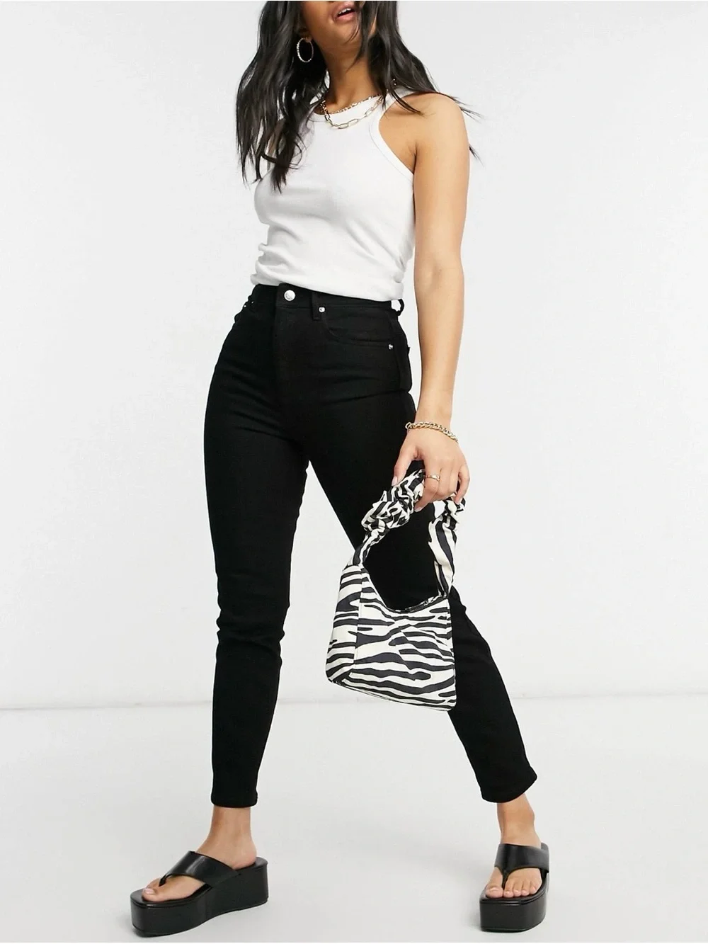 ASOS DESIGN high rise farleigh 'slim' mom jeans in clean black